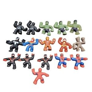 Goo Jit Zu Marvel Figure Lot 15 Spider-Man Hulk Venom Squishy Toys